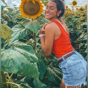 LEVI 501 flower stitched shorts